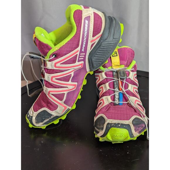 Saloman Shoes Womens 5.5 Speed Cross 3 Pink Outdoor Hiking Contagrip Clima - Picture 6 of 11